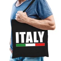 Katoenen Italie supporter tasje Italy zwart - thumbnail