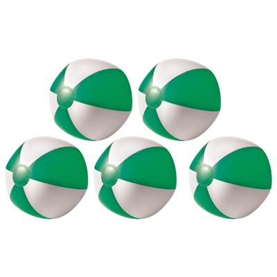 Impression Strandbal - 5x - opblaasbaar - zwembad speelgoed - groen/wit - D26 cm