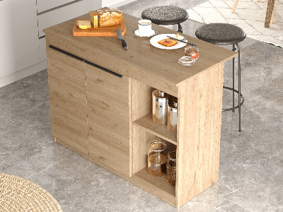 Keukeneiland ORTELLI 120 cm bruine eik