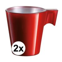2x Espresso/koffie kopje rood - thumbnail
