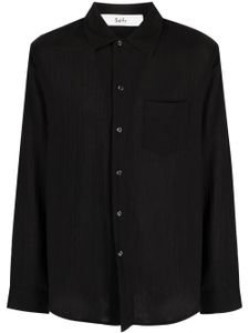 Séfr chemise en coton Leo à col italien - Noir