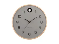 Wall clock Natural Cuckoo birch wood mouse grey