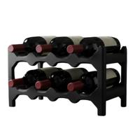 Wijnrek/flessenrek - 3x - stapelbaar - zwart - kunststof - 4 flessen per laag - 41 x 22 x 11.5 cm Wijnrek/flessenrek - 3x - stapelbaar - zwart - kunststof - 4 flessen per laag - 41 x 22 x 11.5 cm