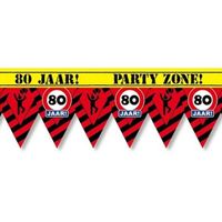 80 jaar party tape/markeerlint waarschuwing 12 m versiering