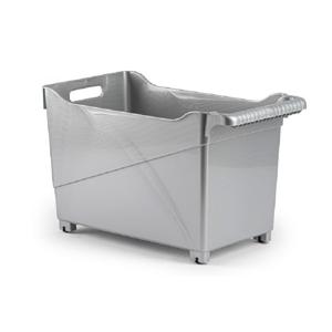 Plasticforte opberg Trolley Container - zilver - op wieltjes - L45 x B24 x H27 cm - kunststof   -