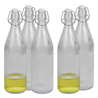 Urban Living Beugelfles/Weckfles - 10x - transparant glas - luchtdicht - 1 liter - waterfles