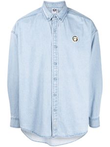 AAPE BY *A BATHING APE® chemise en coton à patch logo - Bleu