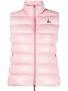 Moncler gilet matelassé à patch logo - Rose