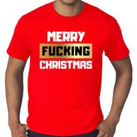 Grote maten fout Kerst shirt merry fucking Christmas rood heren - thumbnail