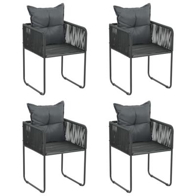 Tuinstoelen 4 st met kussens poly rattan zwart
