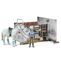 Bruder 62506 BWorld Paardenstal met Paard en Figuur + Accessoires - thumbnail