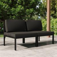 Tuinbank 2-zits met kussens aluminium antracietkleurig