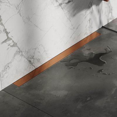 Brauer Douchegoot - 90x7.5cm - muurflens - tegelinlegrooster omkeerbaar - RVS - geborsteld koper DR-MRFW90GK