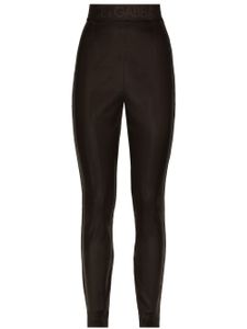 Dolce & Gabbana legging à taille à logo en satin - Marron