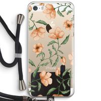 Peachy flowers: iPhone 5 / 5S / SE Transparant Hoesje met koord