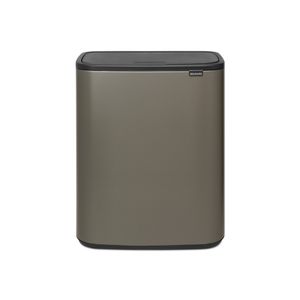 Brabantia Bo Touch Bin 60 l Rechthoekig Kunststof Zwart, Platina