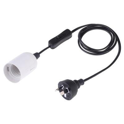 E27 Wire Cap schakelaar lamp houder kroonluchter stopcontact met 1 2 m verlengkabel AU plug (wit)