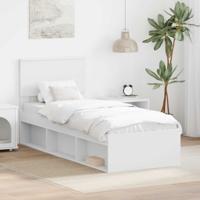 Bedframe met hoofdeinde Wit 75 x 190 cm Massief grenenhout