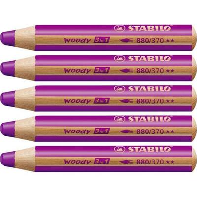 Kleurpotloden Stabilo Woody Lila 3 in 1 (5 Stuks)