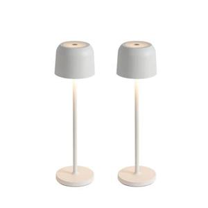 QAZQA Set van 2 tafellampen mushroom off white incl. laadstation -