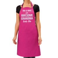 Awesome grandma cadeau bbq/keuken schort roze dames - thumbnail