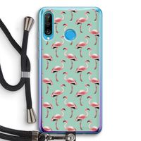 Flamingoprint groen: Huawei P30 Lite Transparant Hoesje met koord