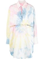 Palm Angels robe-chemise à imprimé tie dye - Blanc - thumbnail