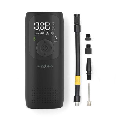 Nedis Oplaadbare luchtcompressor | 0.1 - 10.3 Bar | Dunlop-ventiel | Standen: Auto / Motor / Fiets / Bal | Ja | Luchtdruk meter - PAAC10BK