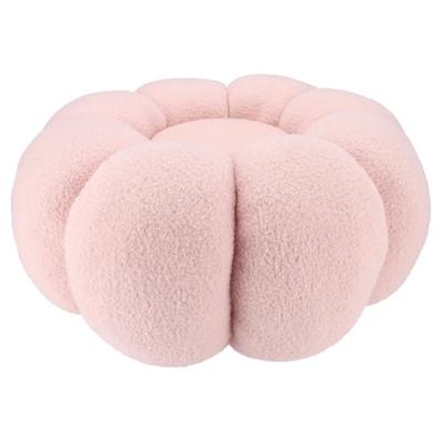 DK Design Bloemen Poef - teddy - roze - 65 x 30 cm - rond - woondecoratie