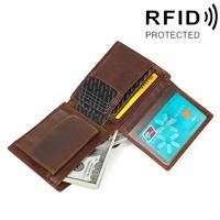 8020 horizontale retro Crazy Horse textuur leer anti-magnetische RFID portemonnee Clutch tas voor mannen met kaartsleuven (koffie)