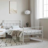Bedframe met hoofd- en voeteneinde metaal wit 100x190 cm