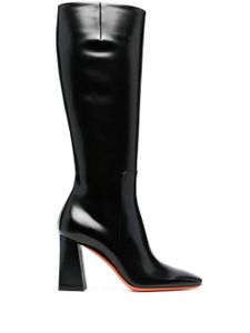 Santoni bottes en cuir à bout carré 85 mm - Noir