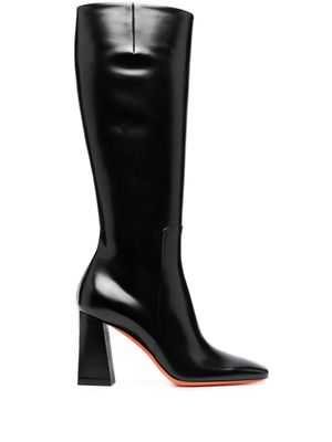 Santoni bottes en cuir à bout carré 85 mm - Noir