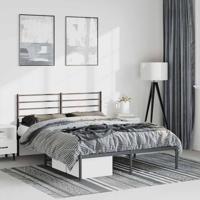 Bedframe met hoofdbord metaal zwart 150x200 cm