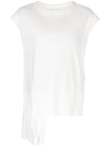 Yohji Yamamoto t-shirt en coton à ourlet asymétrique - Blanc