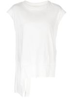 Yohji Yamamoto t-shirt en coton à ourlet asymétrique - Blanc - thumbnail