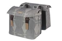 Basil elegance dubbele fietstas, chateau taupe, gerecycled pet, universal bridge, 40-49l