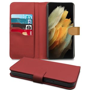 Høyde - Vegan lederen bookcase hoes - 100% Biologisch Afbreekbaar - Samsung Galaxy S21 Ultra - Rood