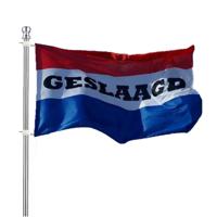 Vlaggenstok/vlaggenmast set - incl geslaagd vlag - aluminium - 183 cm