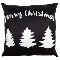 HAES DECO - Kerst Kussenhoes 45x45 cm - Zwart - Collectie: Black & White X-Mas - Sierkussen, Kussenhoes - thumbnail