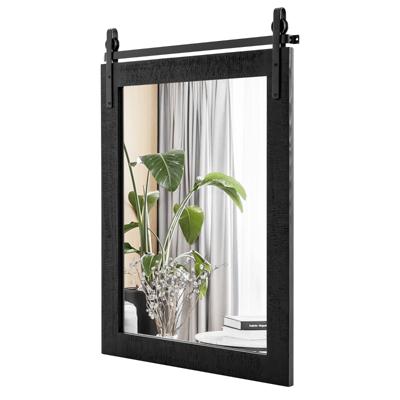 Rechthoekige Spiegel met Houten Frame Rustieke Wandspiegel Onbreekbare Hangspiegel Zwart