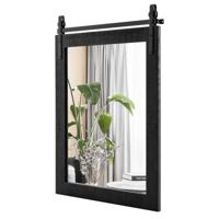 Rechthoekige Spiegel met Houten Frame Rustieke Wandspiegel Onbreekbare Hangspiegel Zwart