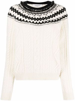 Valentino Garavani pull Foulard Archive en maille torsadée - Blanc