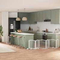 VidaXL Hondenhek inklapbaar met deur 9 panelen 450 cm populierhout wit