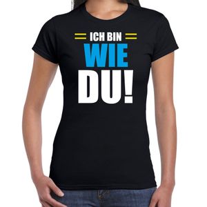 Apres ski t-shirt Ich bin wie du zwart dames - Wintersport shirt - Foute apres ski outfit