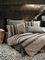 Beddenset - 1 dekbedovertrek 140 x 200 cm + 2 kussenslopen 60 x 60 cm - 100% versterkt katoen - Bruin