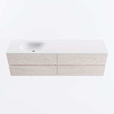 MONDIAZ VICA 170cm badmeubel onderkast Underlayment 4 lades. Wastafel MOON links zonder kraangat, kleur Talc.