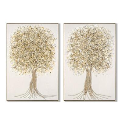 Canvas Home ESPRIT Wit Gouden Boomstructuur Traditioneel 82 x 4 x 122 cm (2 Stuks) Canvas Home ESPRIT Wit Gouden Boomstructuur Traditioneel 82 x 4 x 122 cm (2 Stuks)