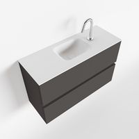 MONDIAZ ADA 80cm toiletmeubel dark grey. LEX wastafel talc midden 1 kraangat - thumbnail