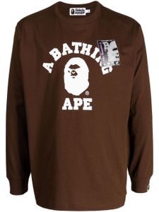 A BATHING APE® t-shirt en coton à logo imprimé - Marron